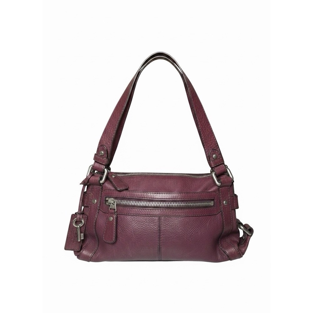 Fossil Vintage Leather Shoulder Bag Burgundy Y2K Boho Distressed Purse